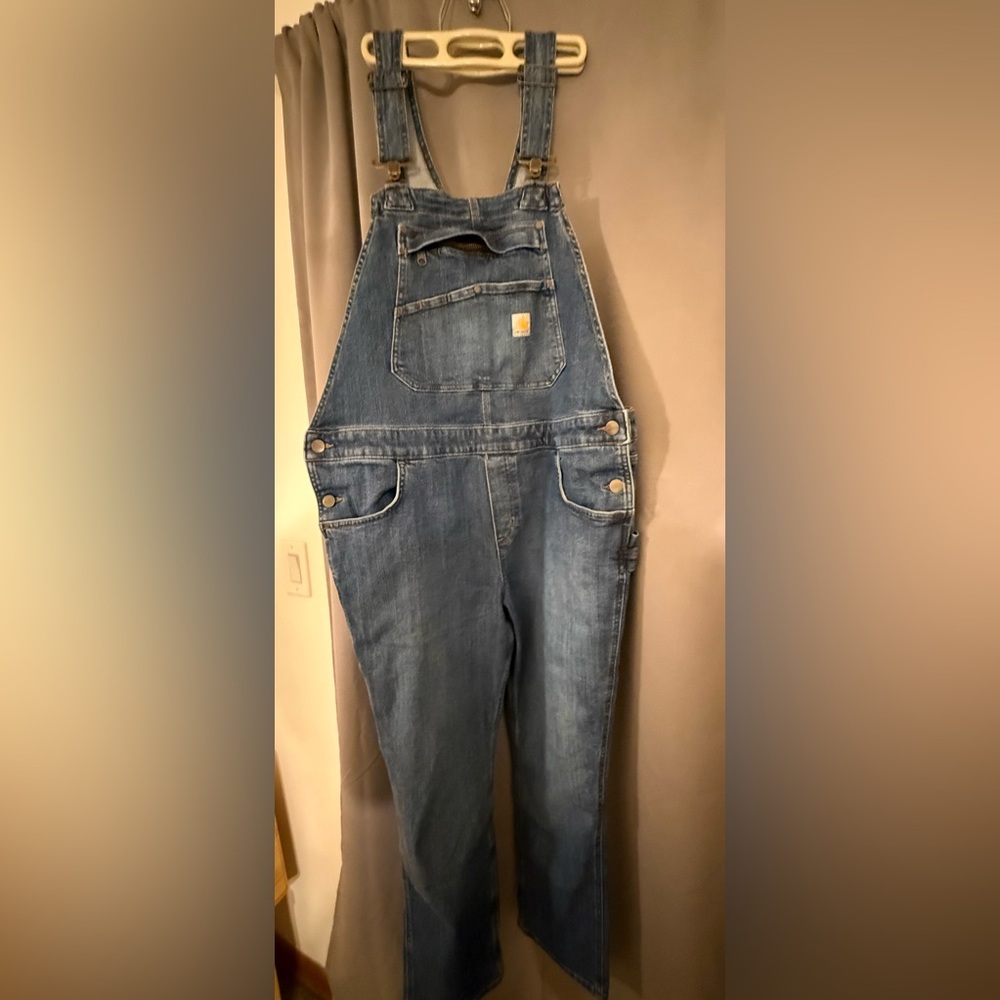 Carhartt Relaxed Fit Gray Denim Overalls